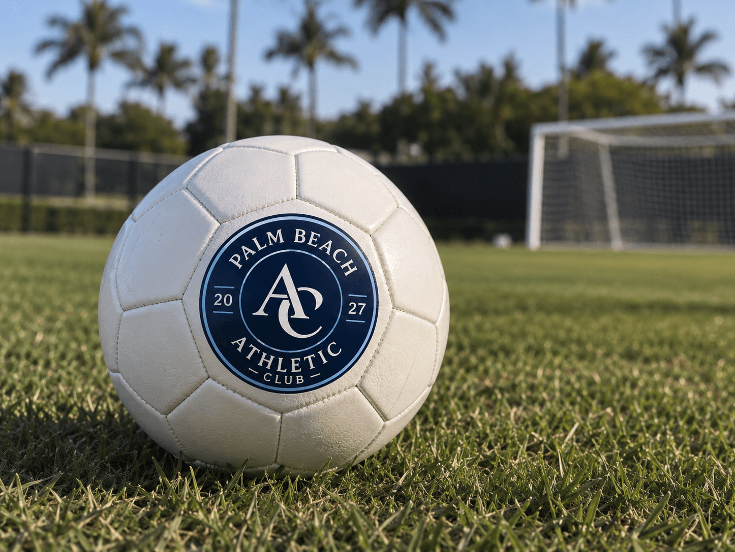 Palm Beach Athletic soccer ball on the pitch