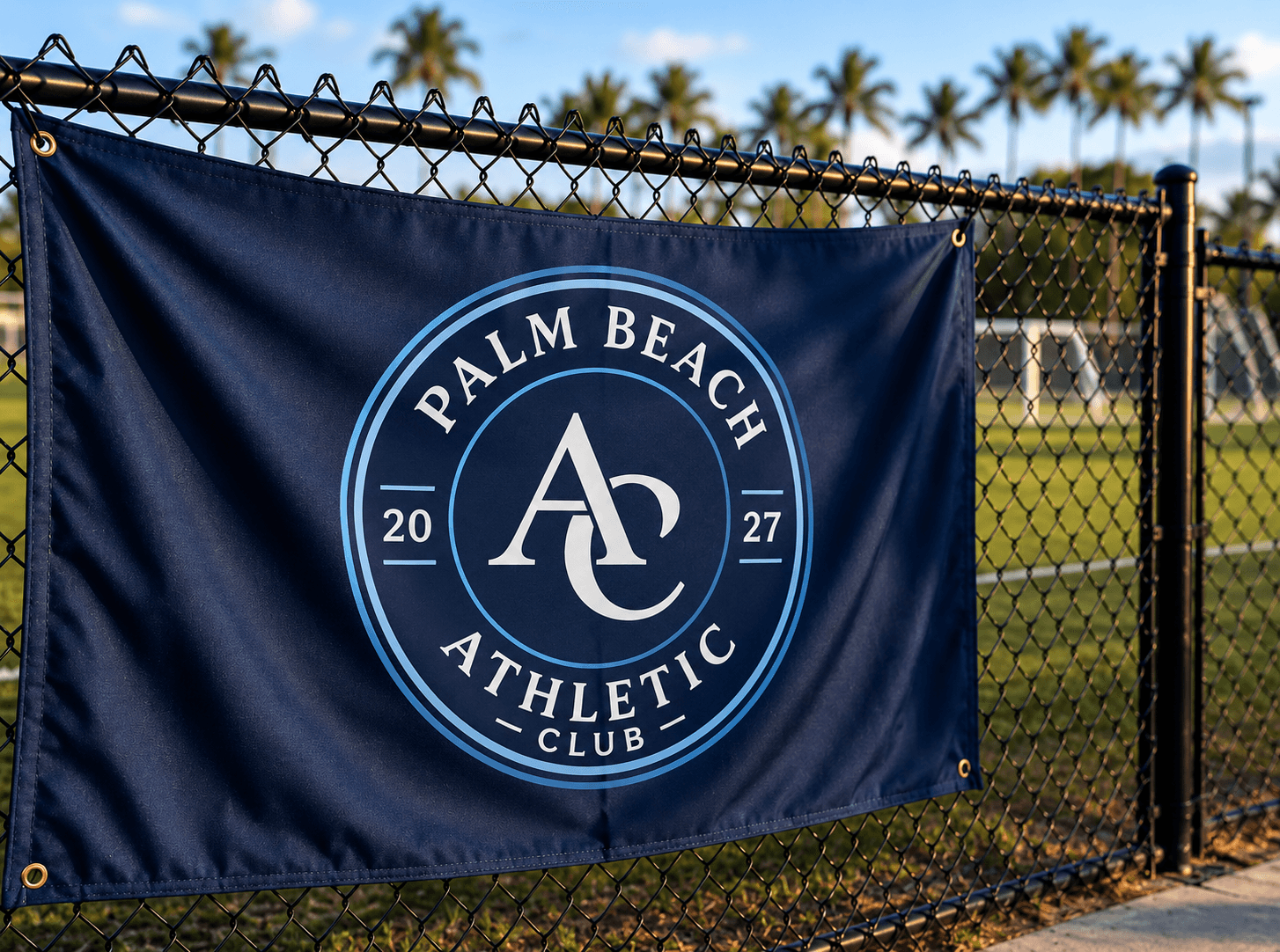 Palm Beach Athletic banner displayed pitchside