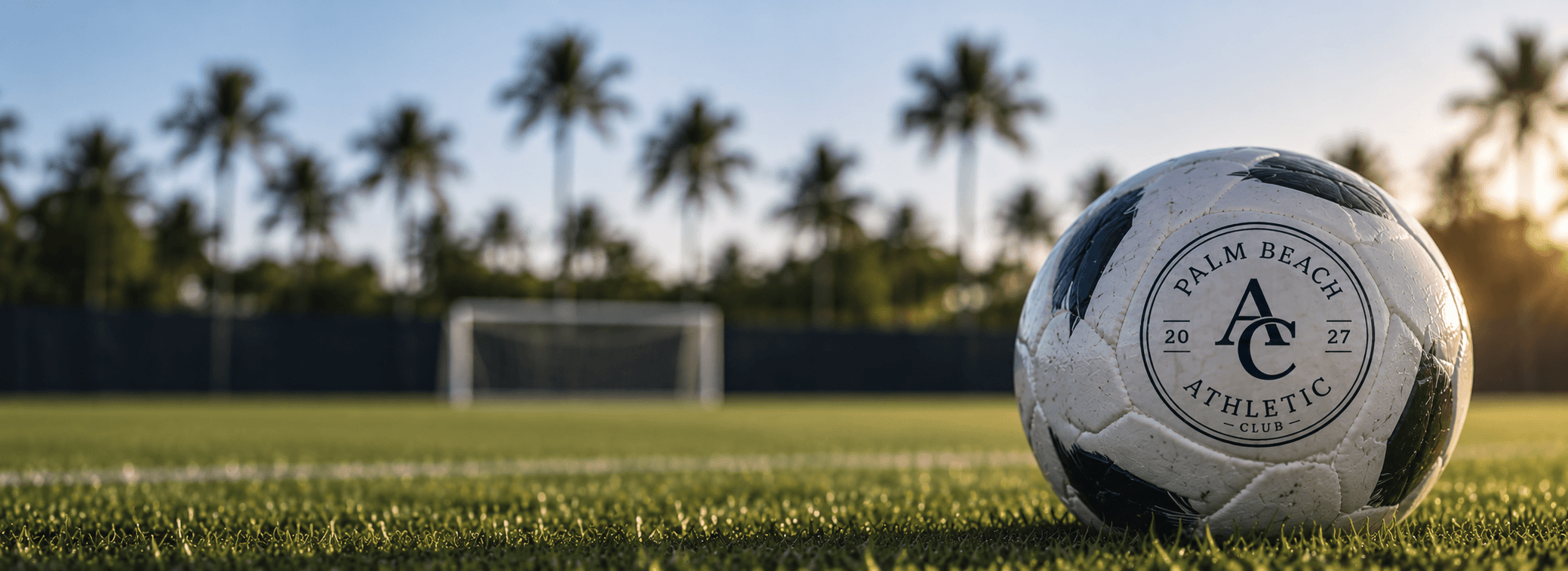 Palm Beach Athletic ball on the pitch at sunset