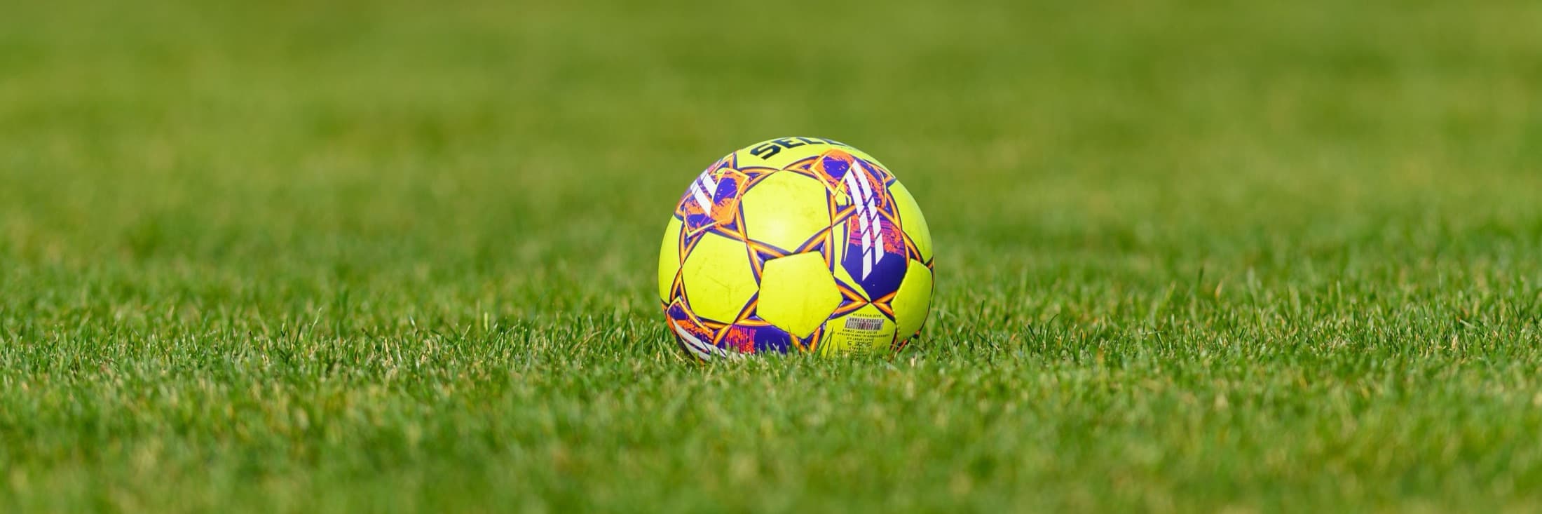 Match ball resting in the grass