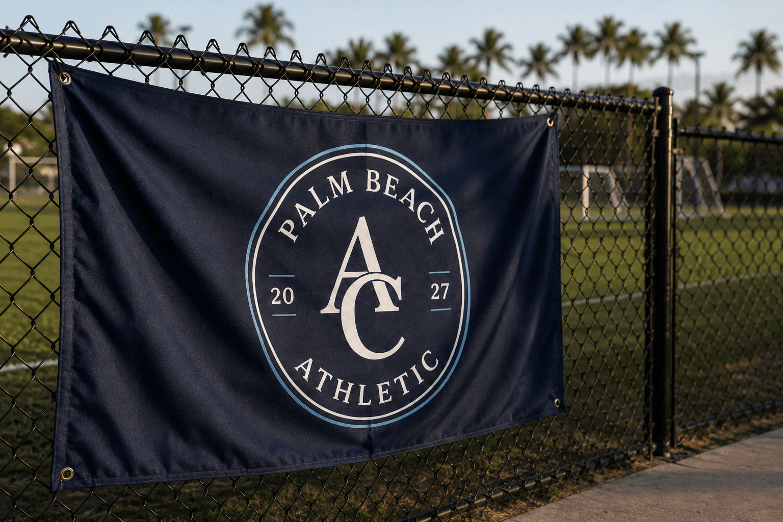 Palm Beach Athletic banner displayed pitchside