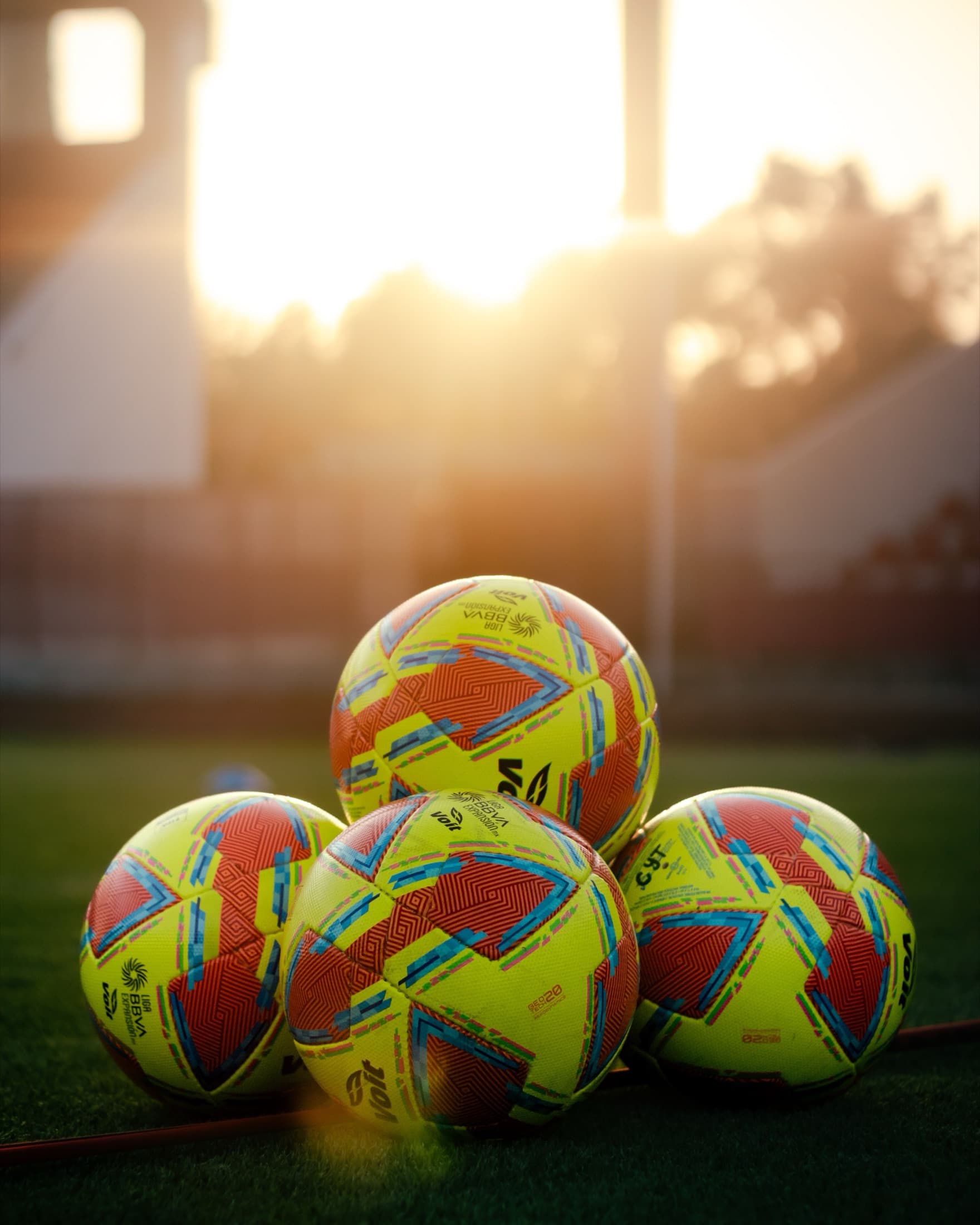 Match balls in warm evening light